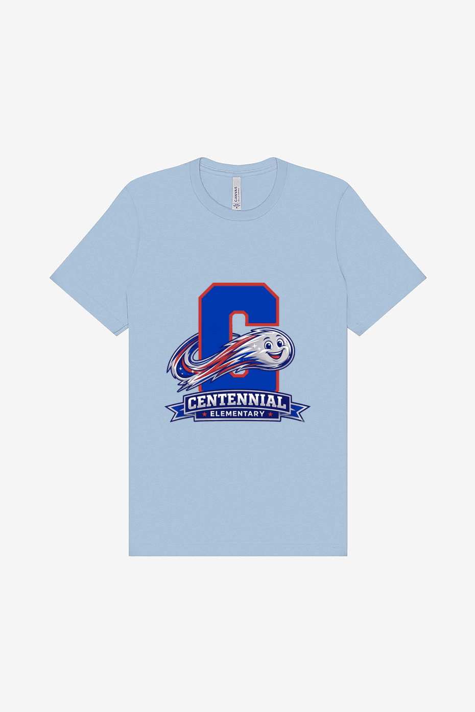Cotton Shirt-Main Spirit Design in Light Blue