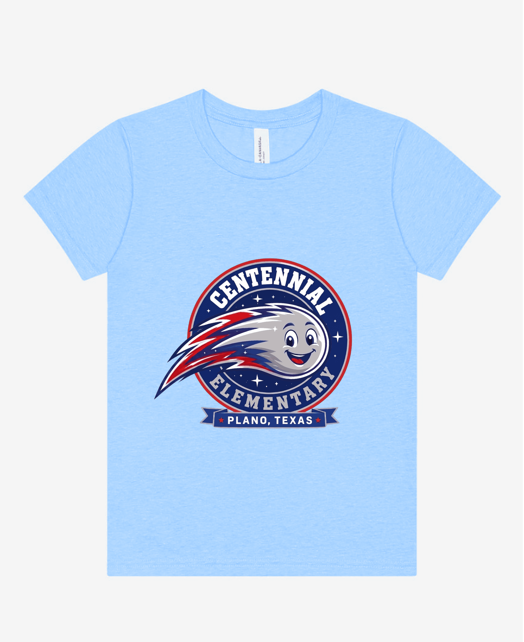 Cotton Shirt-Round Comet  in Light Blue
