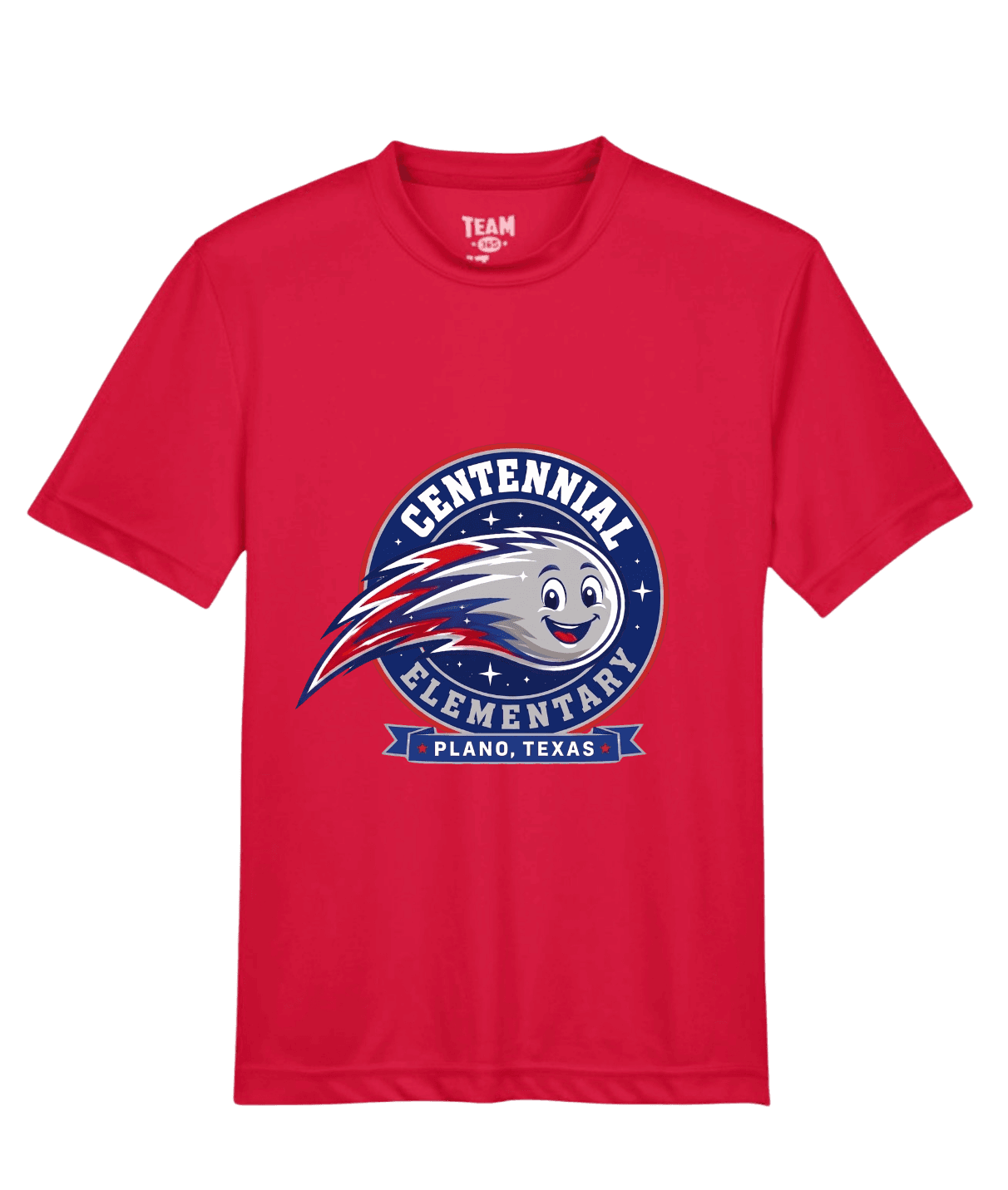 Tek Shirt Round Comet Design in Sports Tek- Red